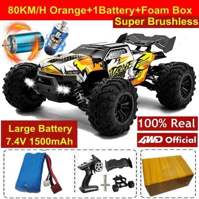 New High Speed Off Road Racing 4WD RC Car 50KM/H or 80KM/H Super Brushless High Speed Radio 4x4 Off Road Super Fast Drift Racing RC Truck Vehicle 80KM/H orange