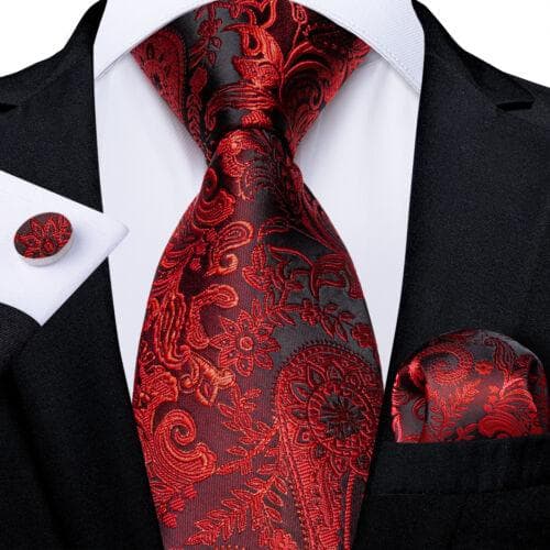 DiBanGu Mens Silk Necktie Set Striped Paisley Solid Tie Pocket Square Cufflinks N-7677