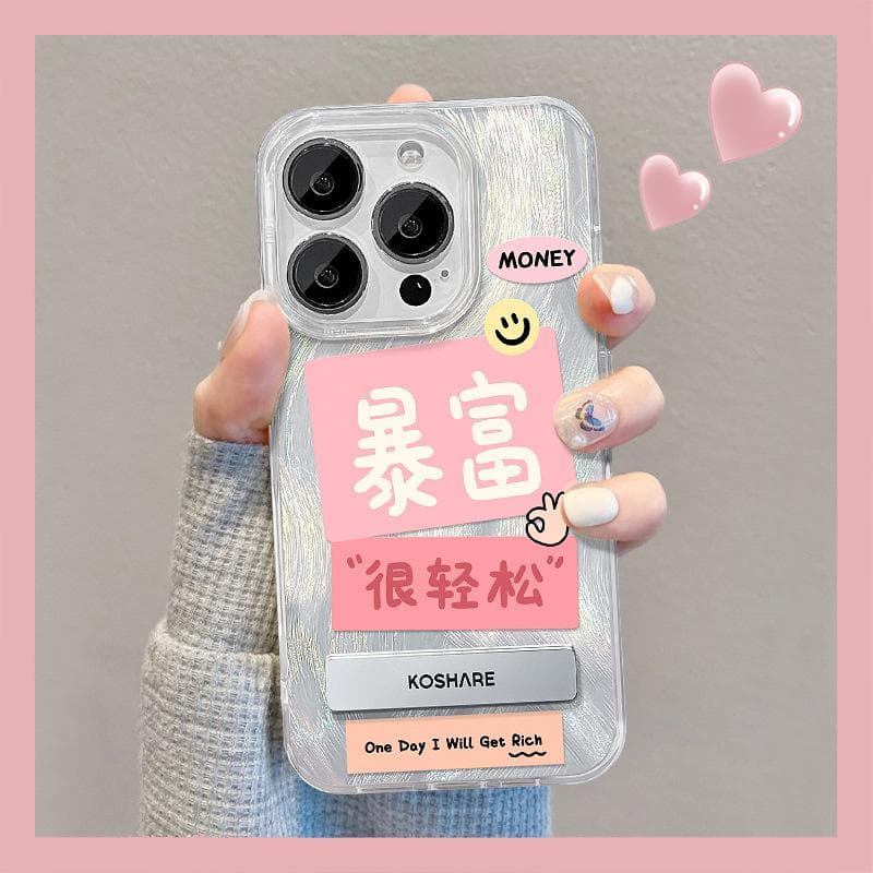 Applicable To Huawei Pura70 Mobile Phone Case VivoX100 Wealthy Stand Oppo Feather Yarn Xiaomi 13 Big Hole Women Redmi Note 12 Pro