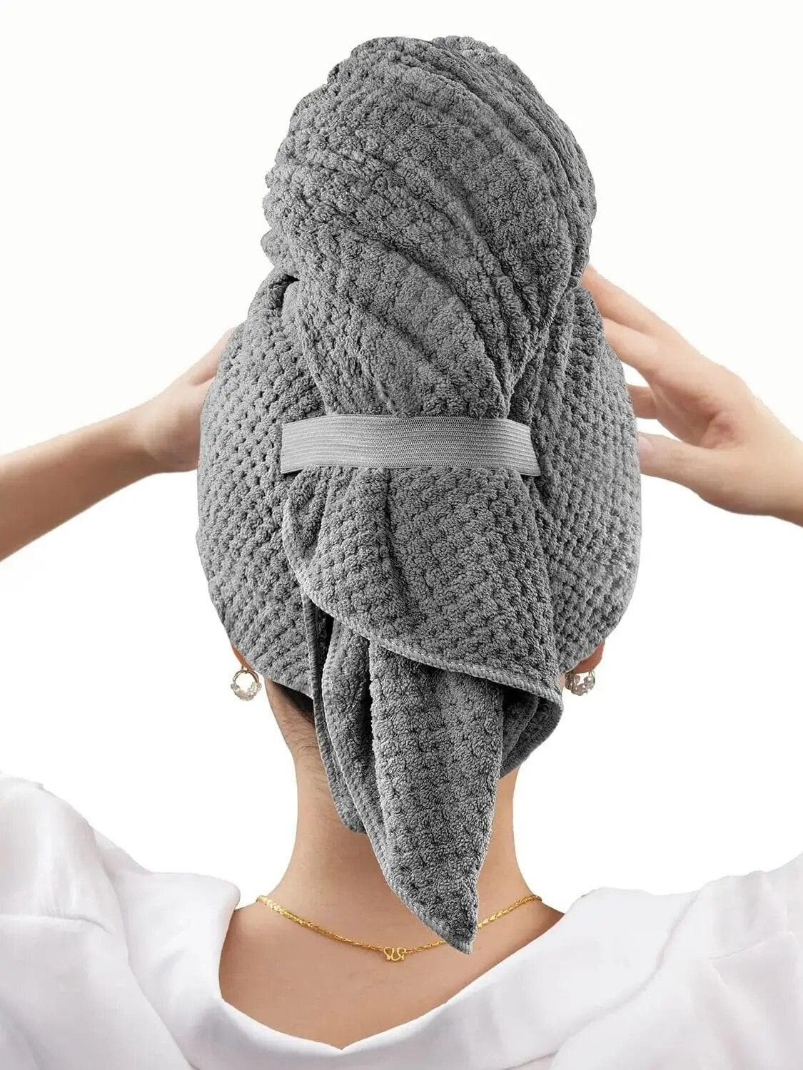 Large Absorbent Hair Towel, Microfiber Soft Drying Towel With Stretch For Wet Curly Hair, Long Hair, Anti-Frizz Drying Quick 1pcs light grey