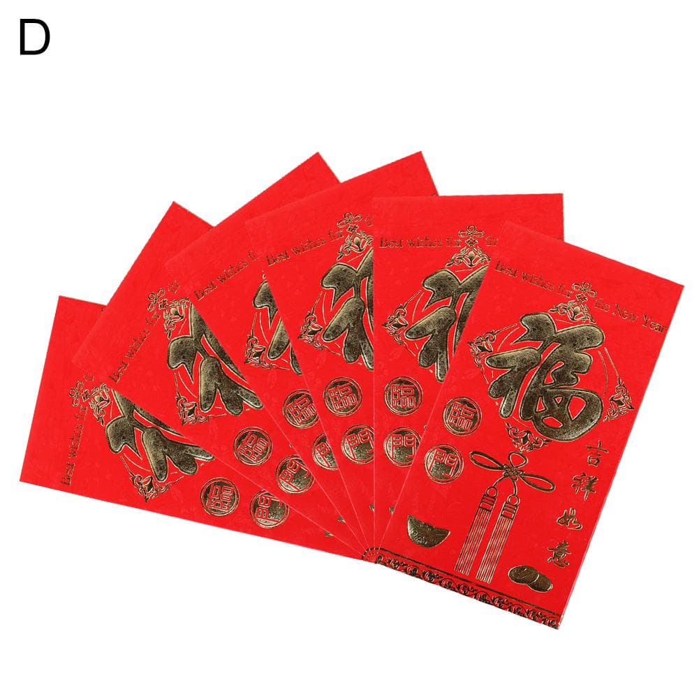 Red New 6Pcs Packet Envelopes Year Chinese Paper Wedding Supplies D