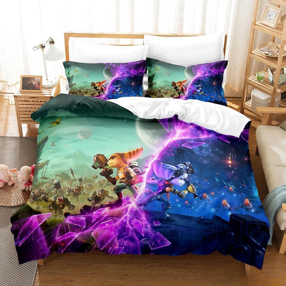 3d Print Game Ratchet & Clank: Rift Apart Bedding Set Single Twin Full Queen King Size Bed Set Adult Kid Bedroom Duvet cover Set EU Twin 135x200cm