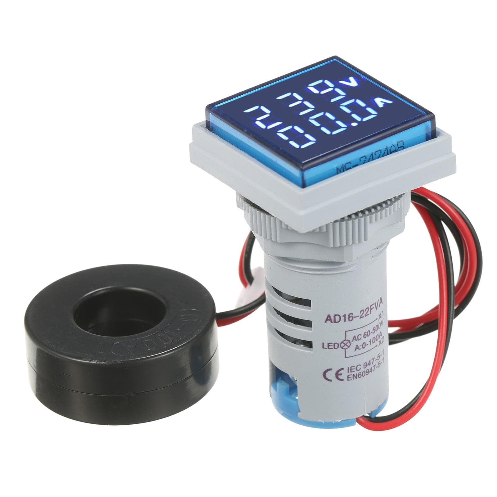 Mini Square Digital Volt-ammeter Voltammeter Ammeter Voltmeter Double LED Display Voltage & Current blue