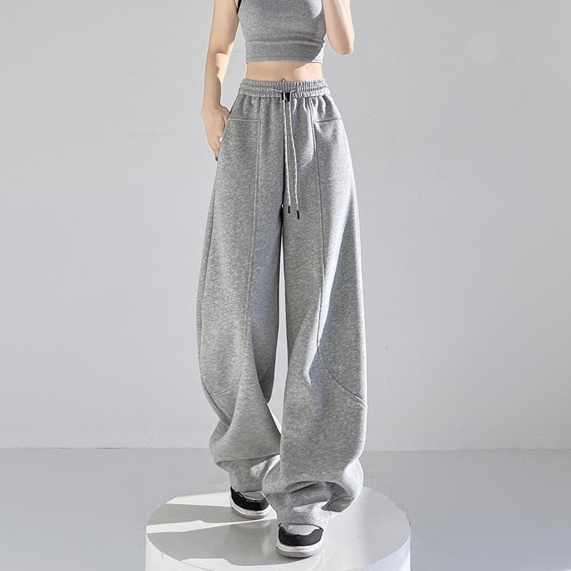Spring and Summer New American Sports White Banana Wide-leg Pants Women's Casual Loose Curved Sweatpants 2XL