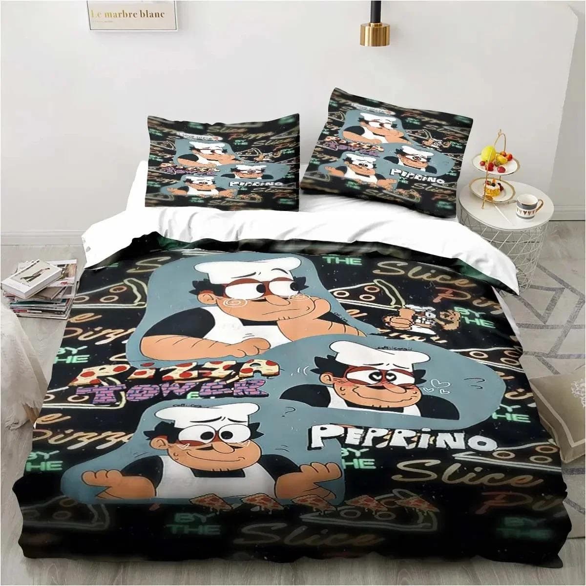 Pizza Tower Classic Pixel Style Game Bedding Set Duvet Cover Bed Set Quilt Cover Pillowcase Comforter king Queen Size Boys Adult AU Queen 210x210cm