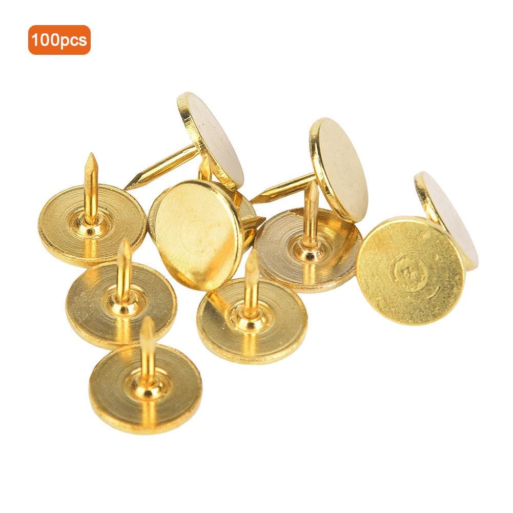 100Pcs Flat Head Upholstery Nail Round Antique Furniture Decorative Drawing PinYellow 9 x 8mm yellow