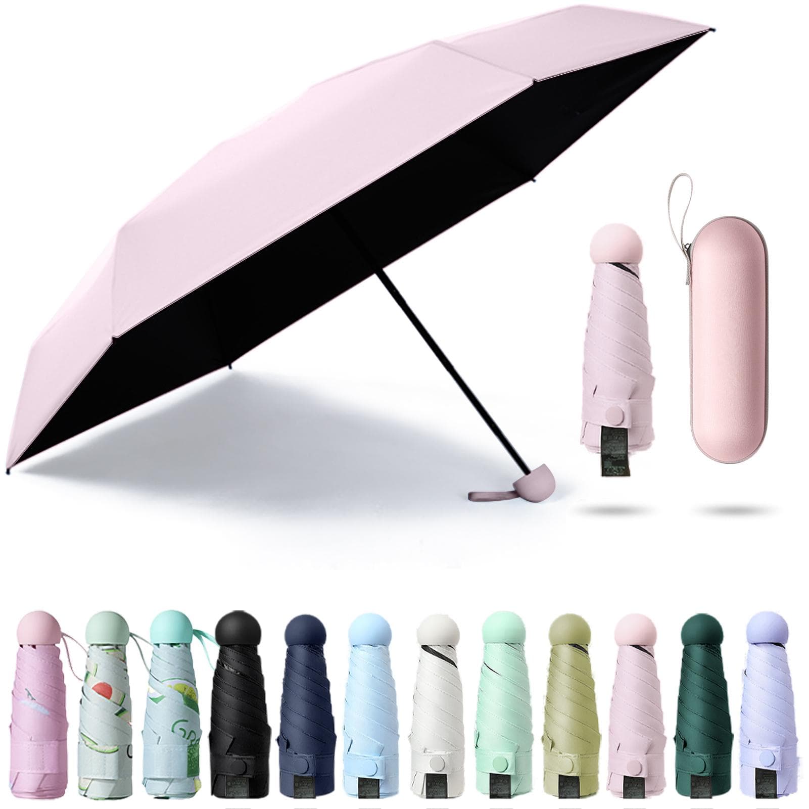 Sun Umbrella Folded Ultra-light Six-bone With Box Sun Protection UV Protection Sun Shade Sunshine light pink