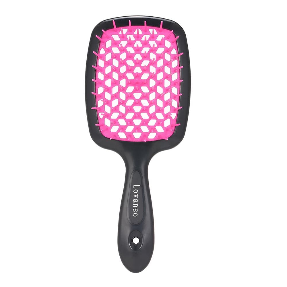 Hair Paddle Brush Anti-static Detangle Hairbrush Massaging Soft Comb Straightening Hair and dark pink