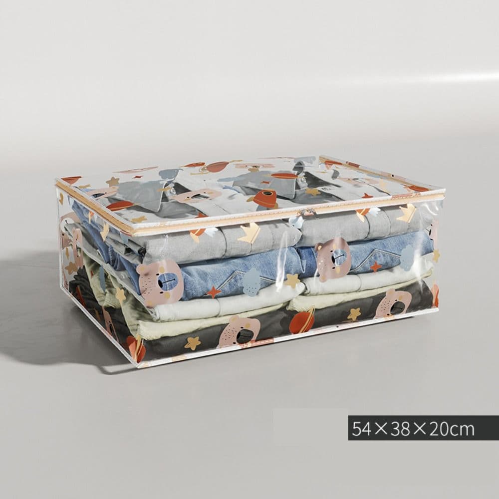 Large Capacity Household Clothes Organizer Dustproof Waterproof Transparent Quilt Bag Bear Printed Storage Bag M