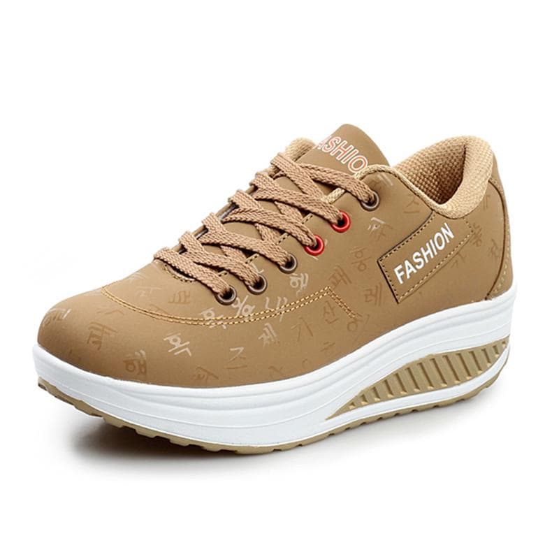 Women's Casual Sports Comfortable Breathable Flat Bottom Increased Casual Platform Shaker Shones 42 tan