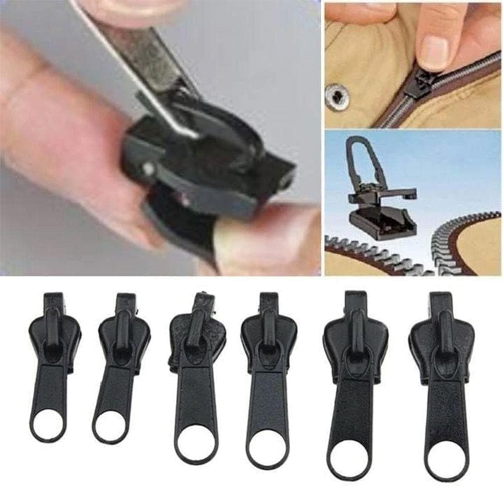 6pcs Instant Fix Zipper Repair Kit Replacement Zip Slider Teeth Rescue black