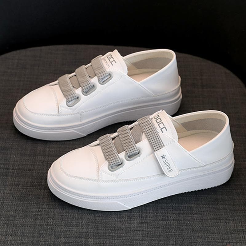 Leather Small White Shoes Women's Shoes Board Shoes All-match Hot Style  Summer New Flat Bottom Mesh Casual White Shoes Summer 40