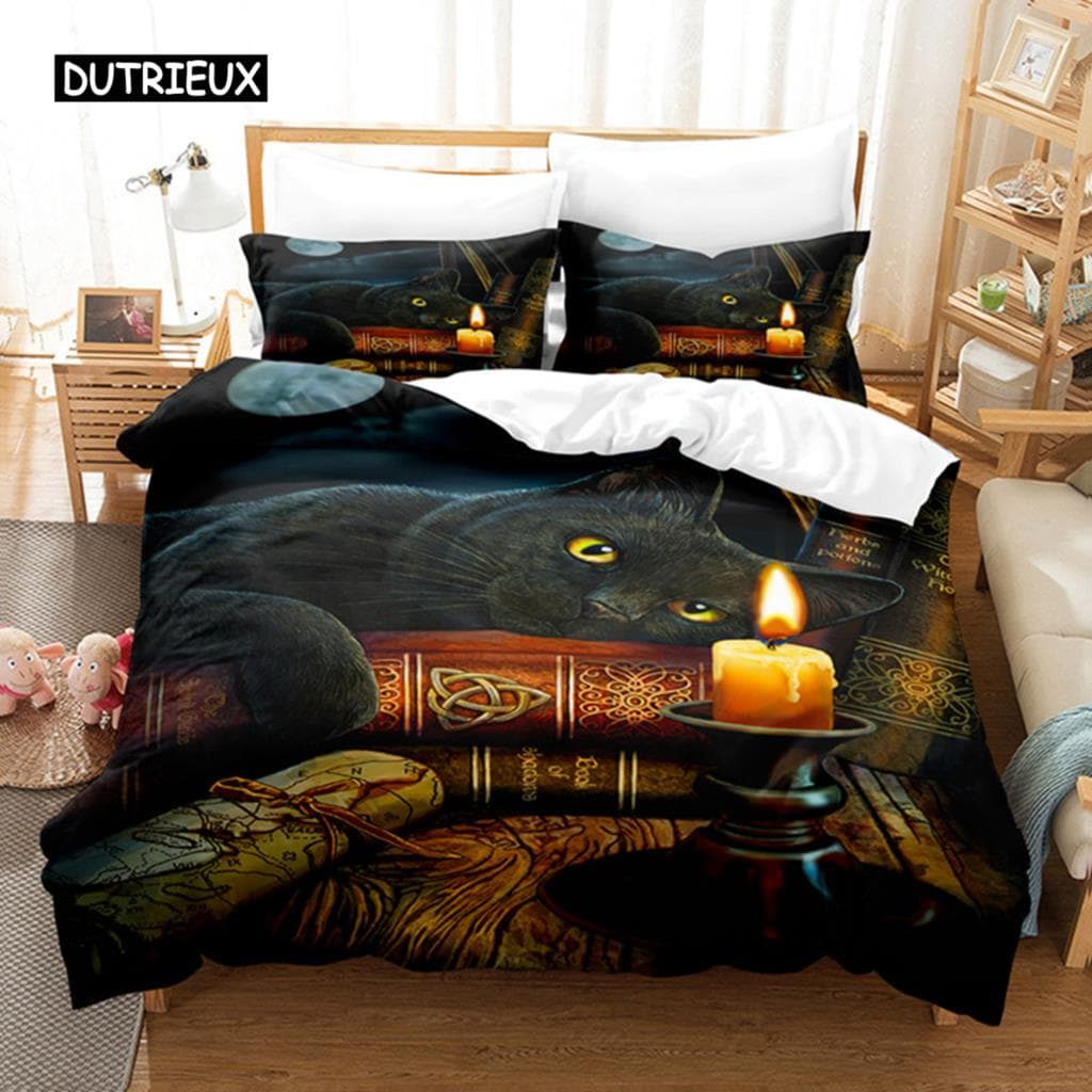 Cat Duvet Cover Set Cat Lover Gifts Bedding Set Microfiber Cute Kitten Pattern Animal Theme Double Queen King Size Quilt Cover US Full(200x230cm)