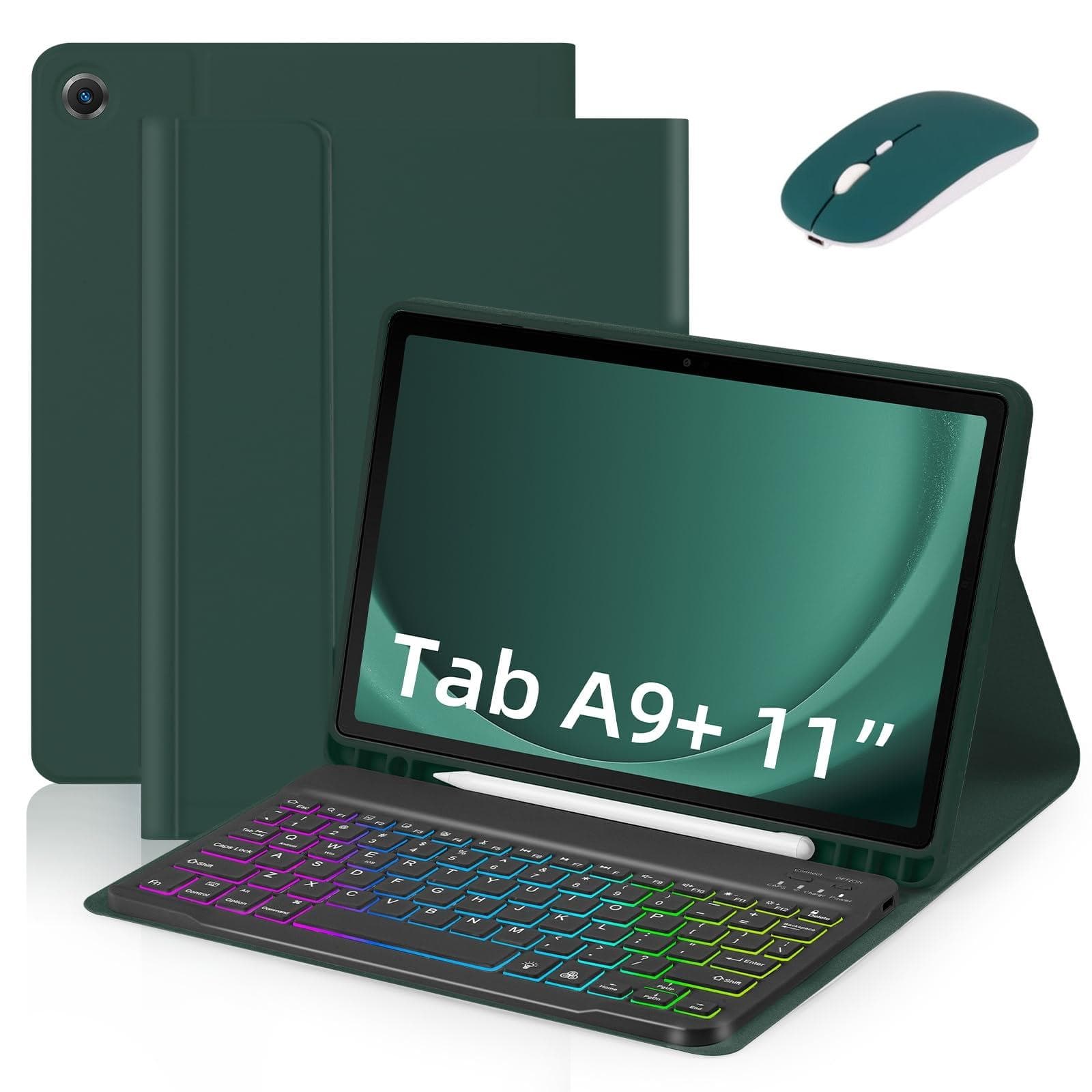 For Samsung Galaxy A9 Plus 5G Keyboard Tablet Case Transform Your Tablet into a Laptop with dark green