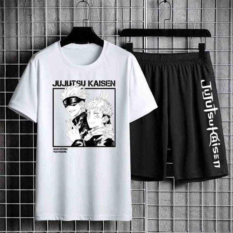 Anime Tshirt Unisex Sweatpants Male Jujutsu Kaisen Set Anime Short-set Short Sleeve Sets Streetwear Clothes for Men 6XL