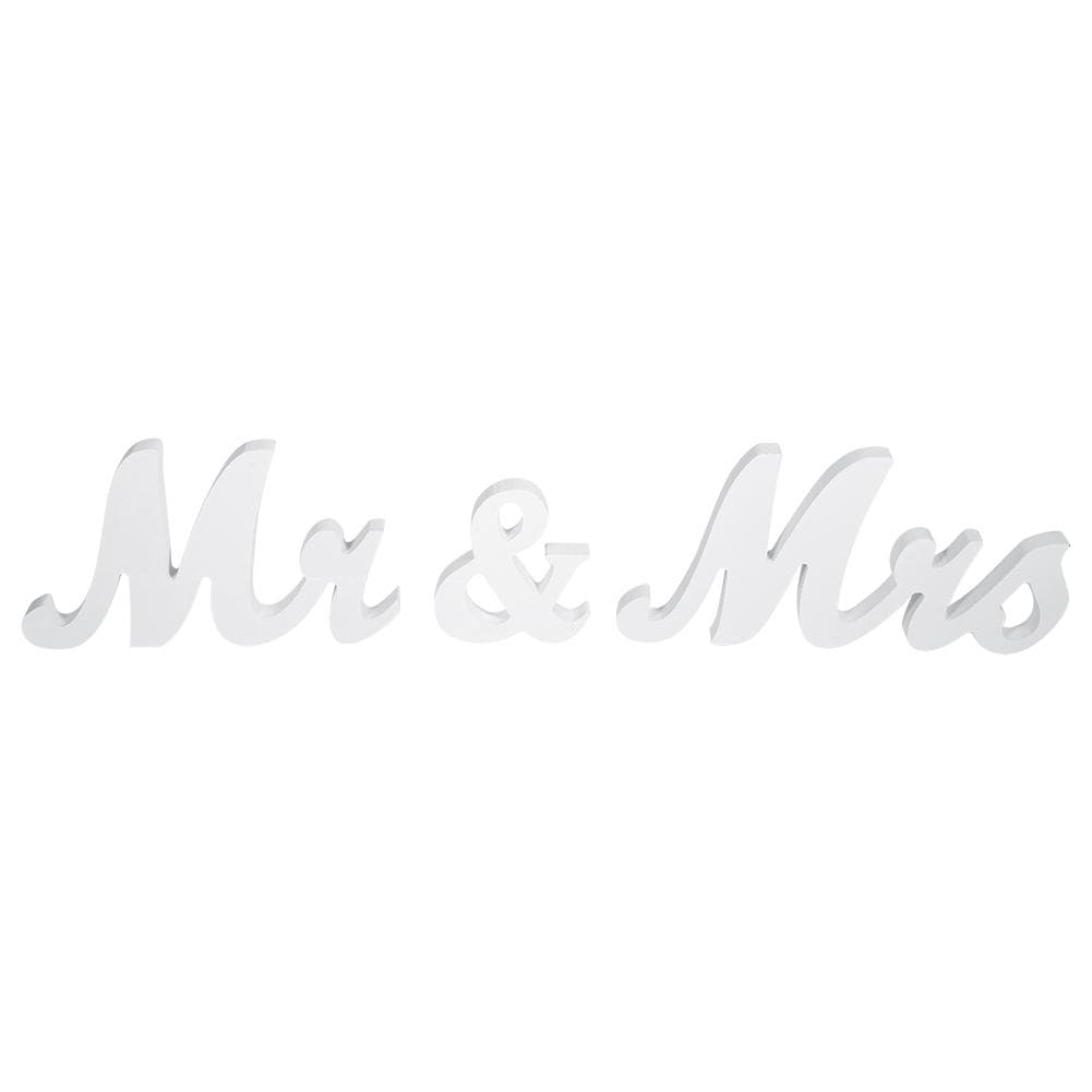 Mr & Mrs Wood Plaque Wooden Sign Board Home Wedding Decorative Letters White white
