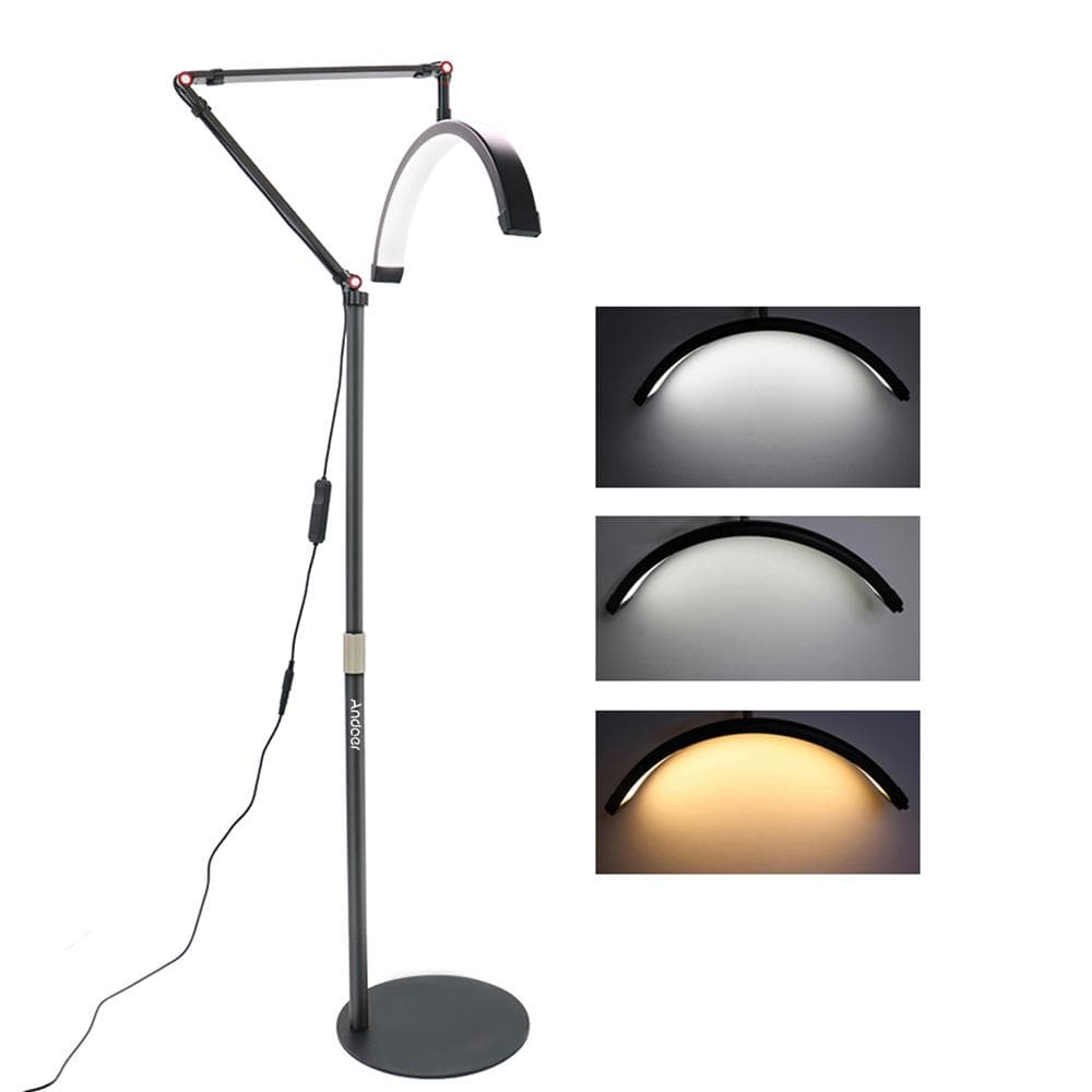 Andoer HDM2X 20W Floor LED Video Light Halfmoon Shaped Fill Light 3000K6000K Dimmable with US Plug black