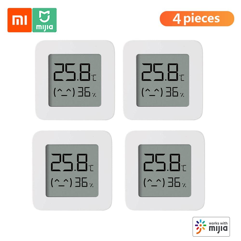 3pcs Xiaomi BT Thermometer 2 Wireless Smart Electric Digital Hygrometer Humidity Sensor Work with 4 pieces white