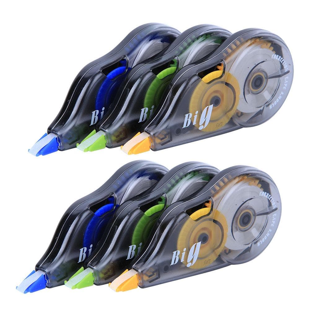 6Pcs Correction Tape Resin Large Capacity Students Stationery School Supplies 12 Meters Length