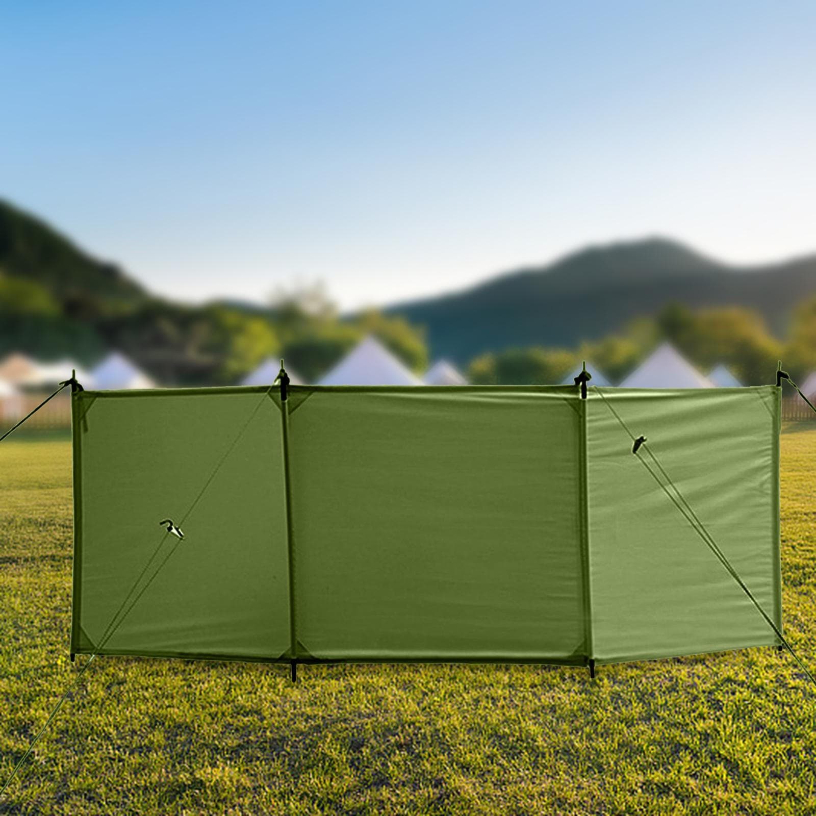 Outdoor Windshield Camp Stove Windscreen Shelter Furnace Privacy Screen for Hiking, BBQ, Rectangle 250cmx70cm green
