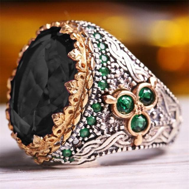 Inlaid Emerald Men's Luxury Ring Personality Retro Domineering Gem Sapphire Ring To Attend The Banquet Party Business Jewelry 13