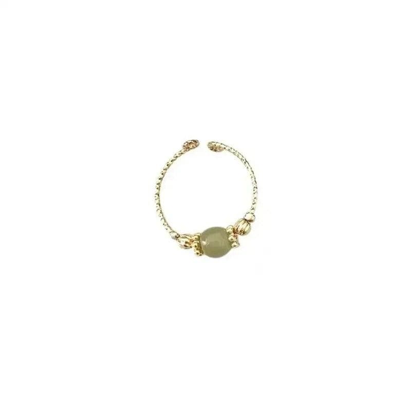 Fashion Adjustable Rings For Women Jade Ring Gold Color Party Jewelry Gift 1pc
