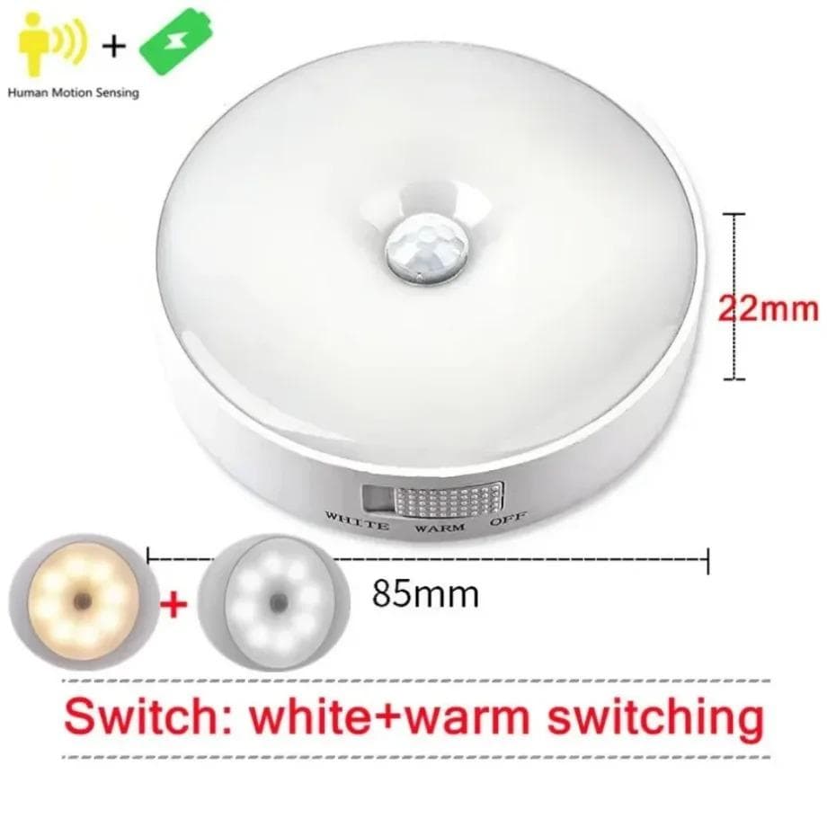 2/3/4/5pcs Motion Sensor LED Night Light USB Rechargeable Night Lamp for Kitchen Cabinet Wardrobe Lamp Staircase Wireless Closet Light one light two color-1PC