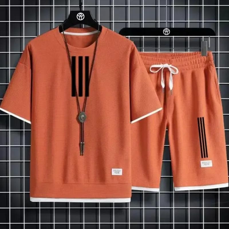 Adida New Man Tracksuits 2 Piece Short Sleeve Suits Printing T-shirt +sweatpants Sets Sutdent Casual Summer Sport Clothes XXL