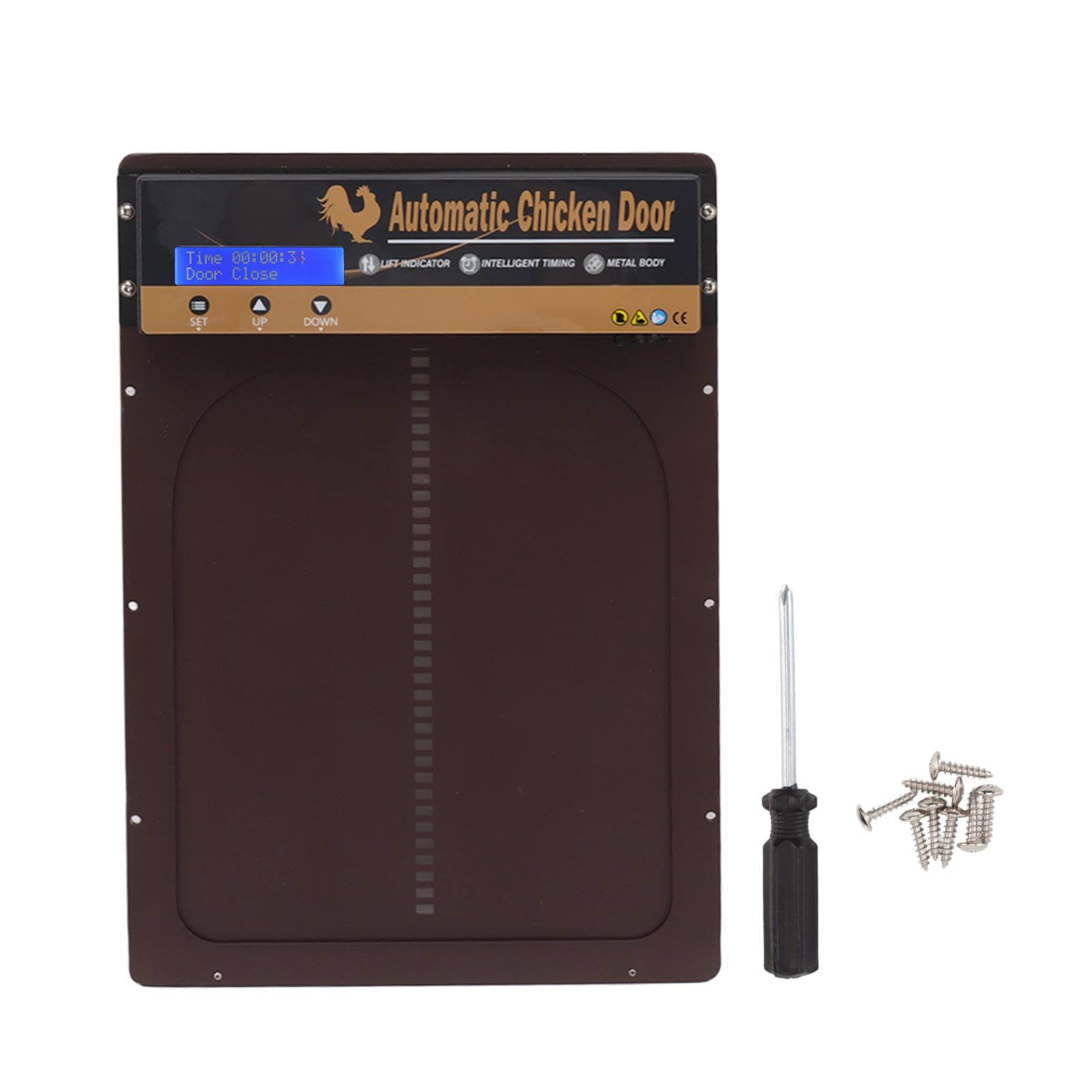 Battery Operated Automatic Chicken Coop Door Auto Chicken Coop Door Opener Poultry Gate for Hen brown