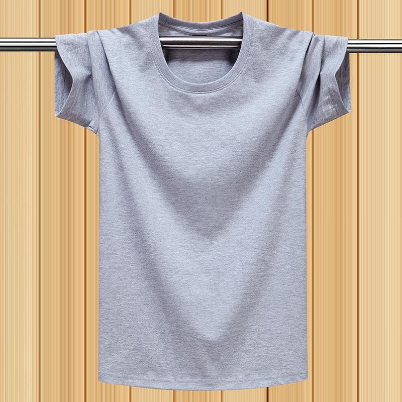 100% Cotton Summer T-Shirt for Men – Loose Fit, Breathable Solid Color Tee for Outdoor Sports and Fitness Exercise L grey