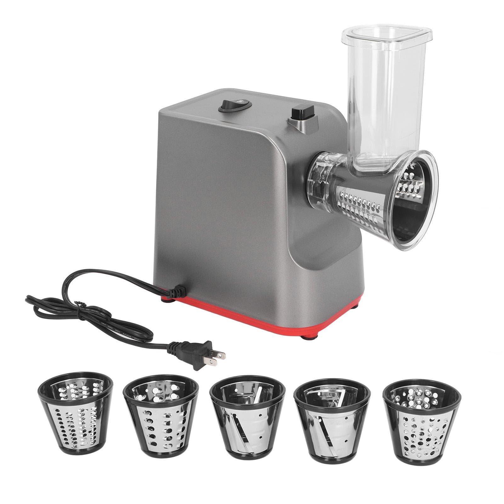 5 in 1 Electric Cheese Grater 250W 1 Button Control Kitchen Shredder Salad Maker for Cheese Potato L
