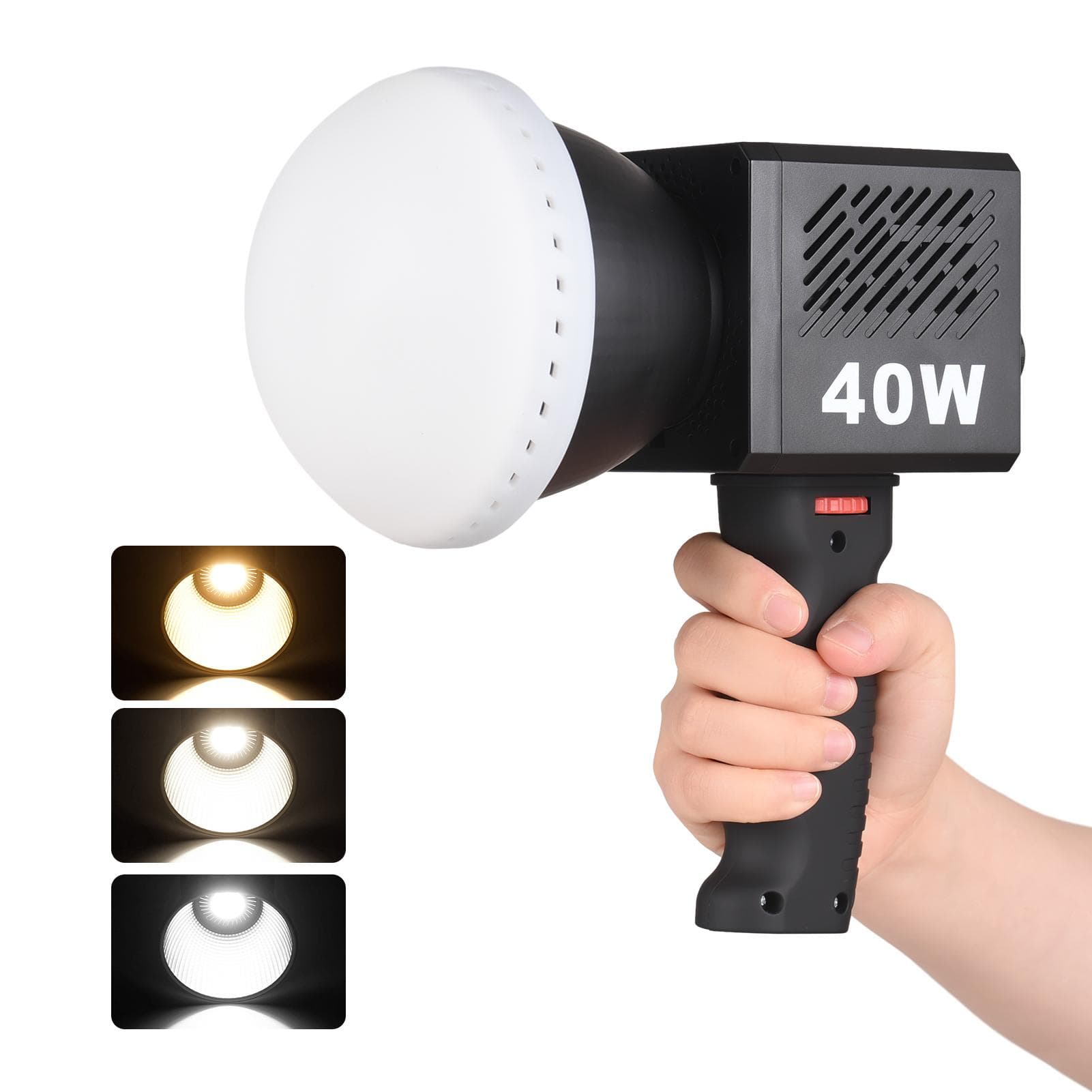 Portable COB Video Light Handheld Photography Fill Light 40W 2500K-6500K Dimmable 9 Scene Lighting US Plug