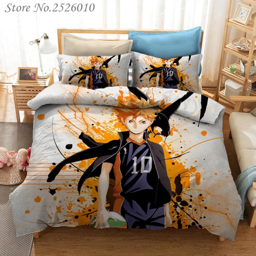 Anime Haikyuu 3D Print Bedding Set Duvet Cover Set Bed Linens Bedclothes Home Textile Twin Full Queen King Size EU single(135x200cm)