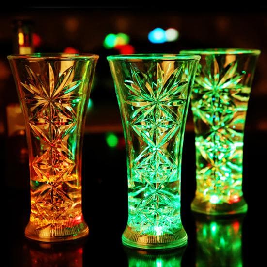 Snowflake LED Water Activated Flashing Color Change Beer Light up Whisky Cup transparent