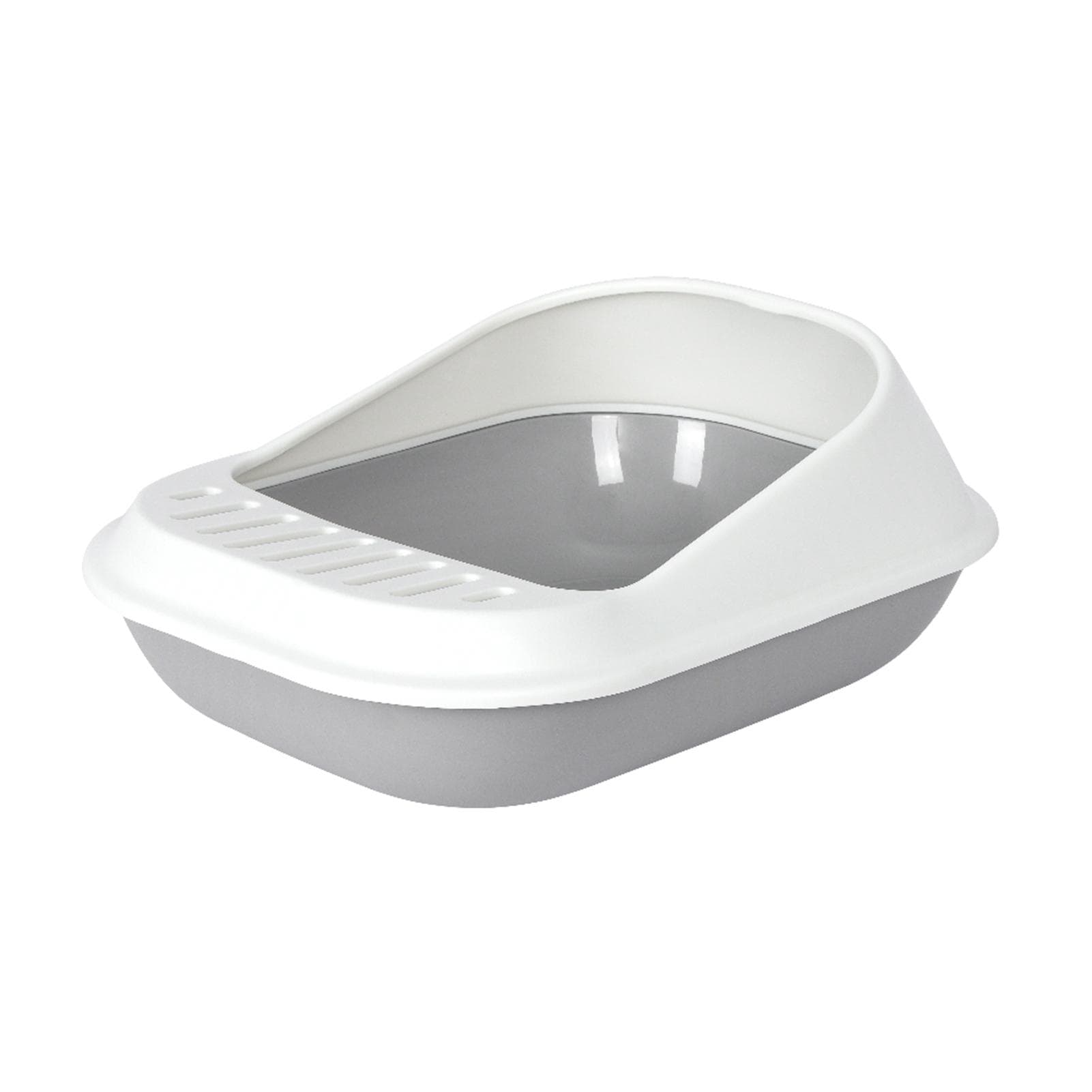 Pakeway Cat Litter Box Large Space Innovative Shell Biomimetic Structure Leakage Pedal Design S gray/white