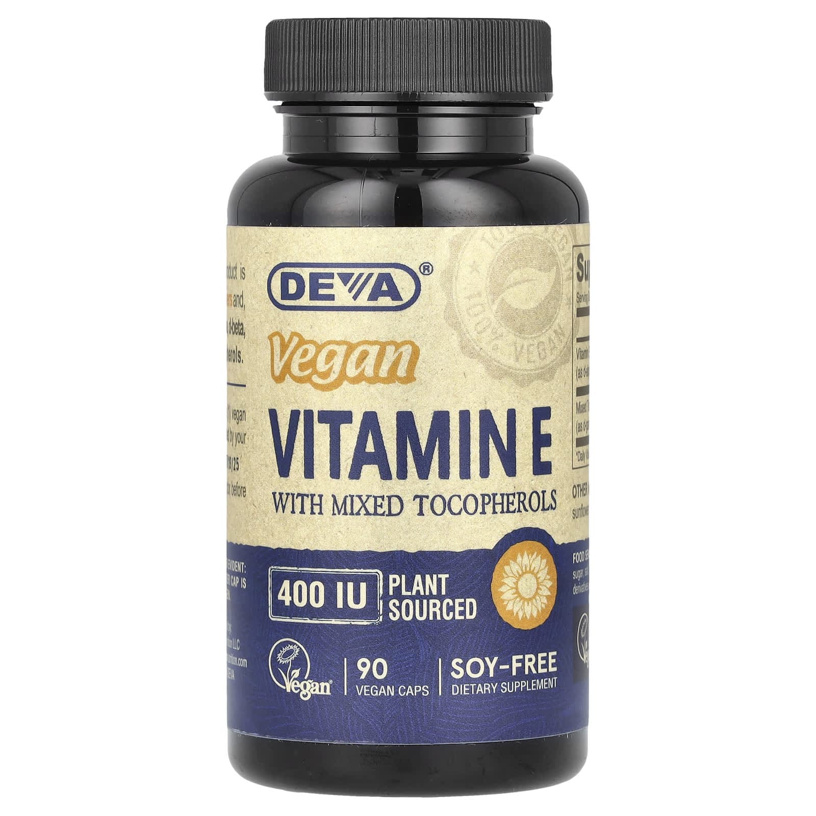 Deva, Vegan Vitamin E, Contains Mixed Tocopherols, 400 IU, 90 Veggie Capsules