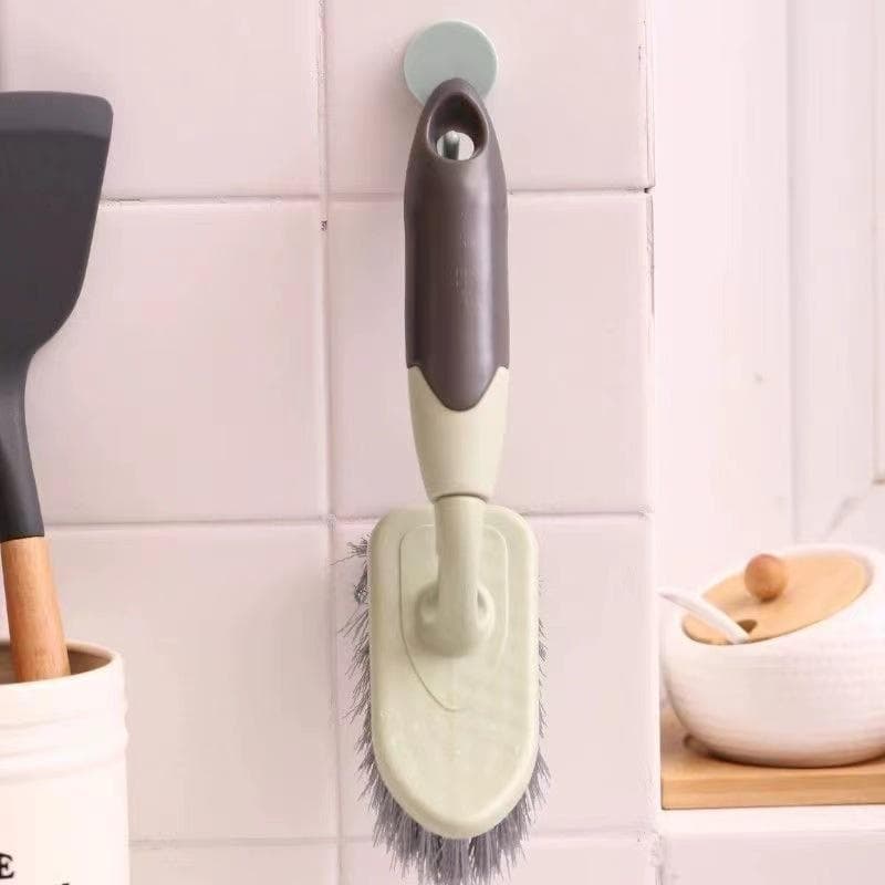 Hard Bristle Brush Multifunctional Cleaning Brush Floor Brush Long Handle Toilet Brush grey