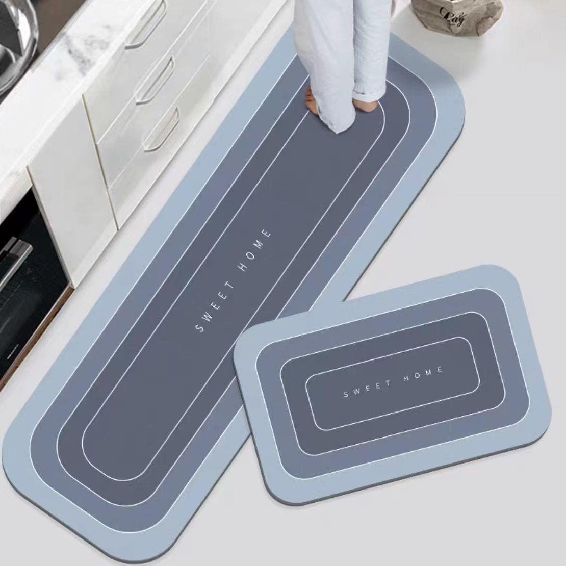 2pc Kitchen Floor Mat Waterproof, Non-Slip and Dirt-Resistant Foot Mat Household Door Mat Long Carpet Set 40x120cm 16x47inch