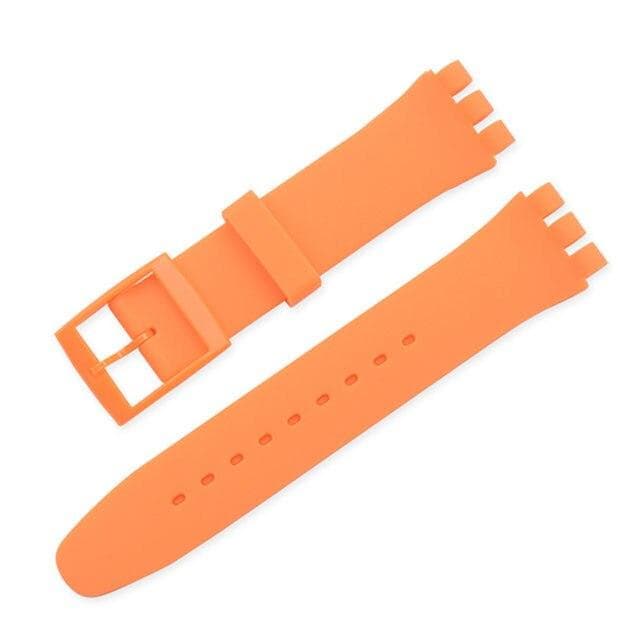 Silicone Watchband Strap for Swatch Watch Band 12mm 16mm 17mm 19mm 20mm Waterproof Rubber Wrist Bracelet Accessories With Tools 19mm orange