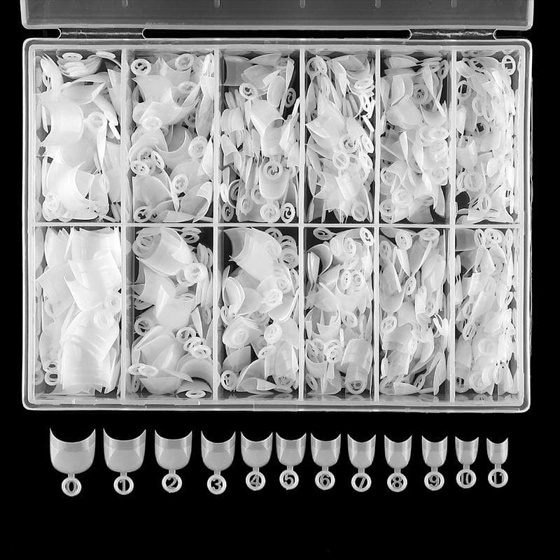 576 Pcs Boxed Acrylic French Nail Tips Natural/White Short Fake Nails Crescent Shape Half Cover Press On False Nails Decoration MYY 576pcs White French