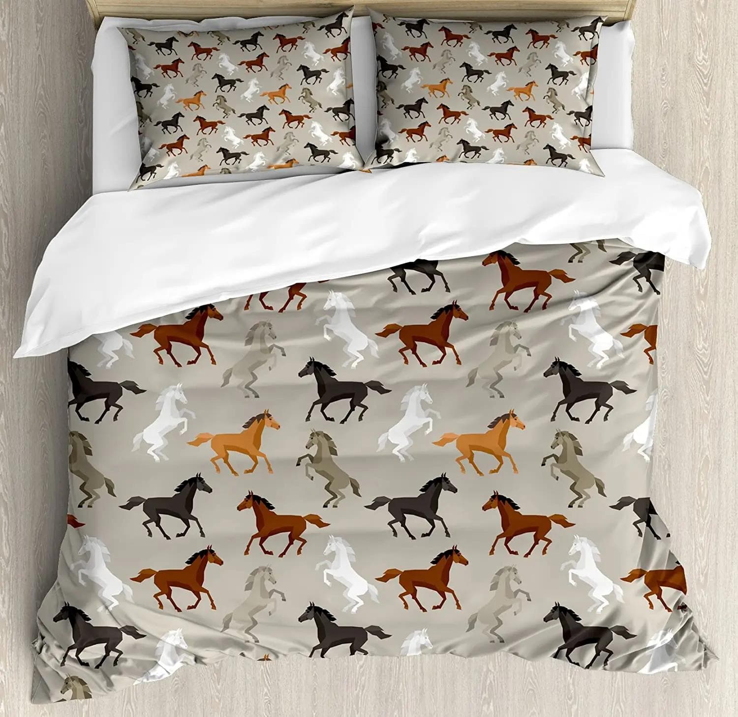 Horses Bedding Set For Bedroom Bed Home Abstract Stallions Simple Design Equestrian Animal Duvet Cover Quilt Cover Pillowcase AU Double(180x210cm)