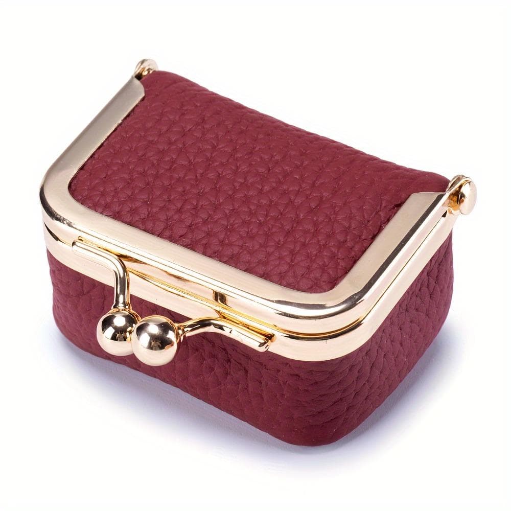New Women's Solid ColorImitation Leather Jewelry Box, Ring, Necklace, Earring Storage Box, Mini Coin Wallet red
