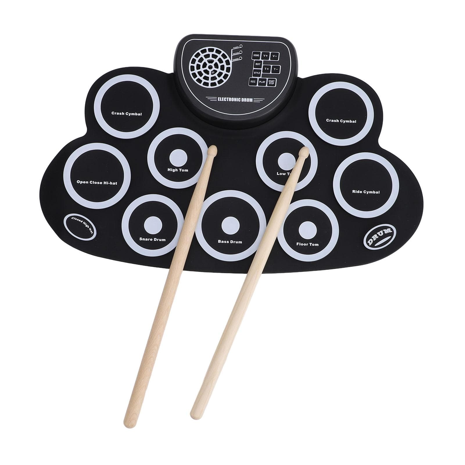 9 Pads Electronic Drum Set Rechargeable Built in Speaker Portable Foldable Electronic Practice Drum