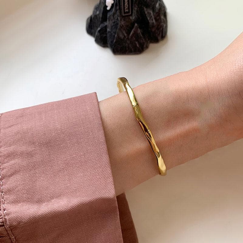 Stamp Bracelet for Women New Trend Elegant Vintage Irregular Texture Bangles Girl Party Jewelry Lover Gift gold