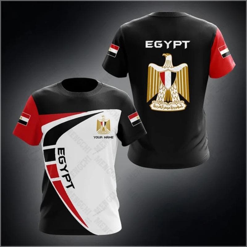 Egypt Flag & Coat of Arms Graphic Tee Summer Casual Pullover Men's Fashion O-neck T-shirts Boys Oversized Short Sleeve Tops XXS