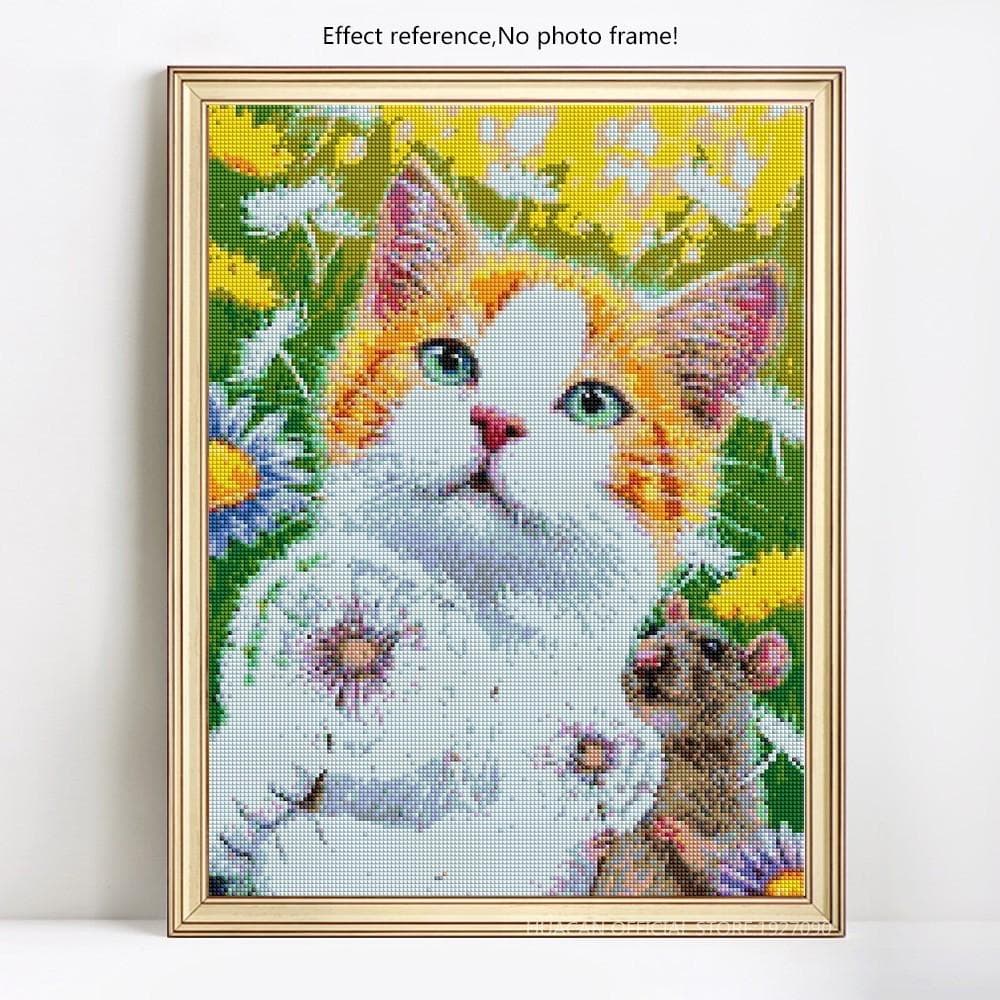 DIY Diamond Painting Embroidery Animal Cat Rhinestone Picture Full Round Diamond Mosaic Cross Stitch 20X30CM