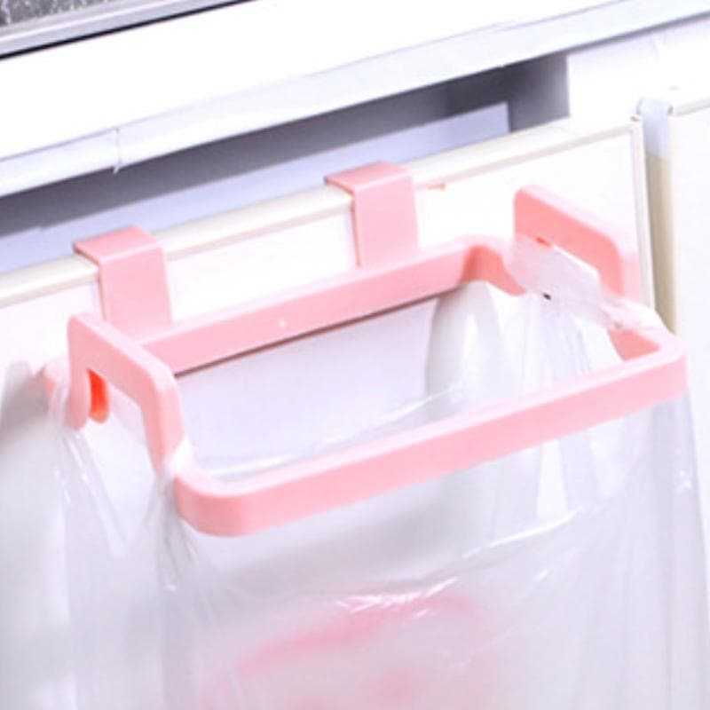 1pc Trash Garbage Bag Racks Portable Hanging Kitchen Storage Rack Gadget Holders Rubbish Household Tools Vegetable Organizer pink