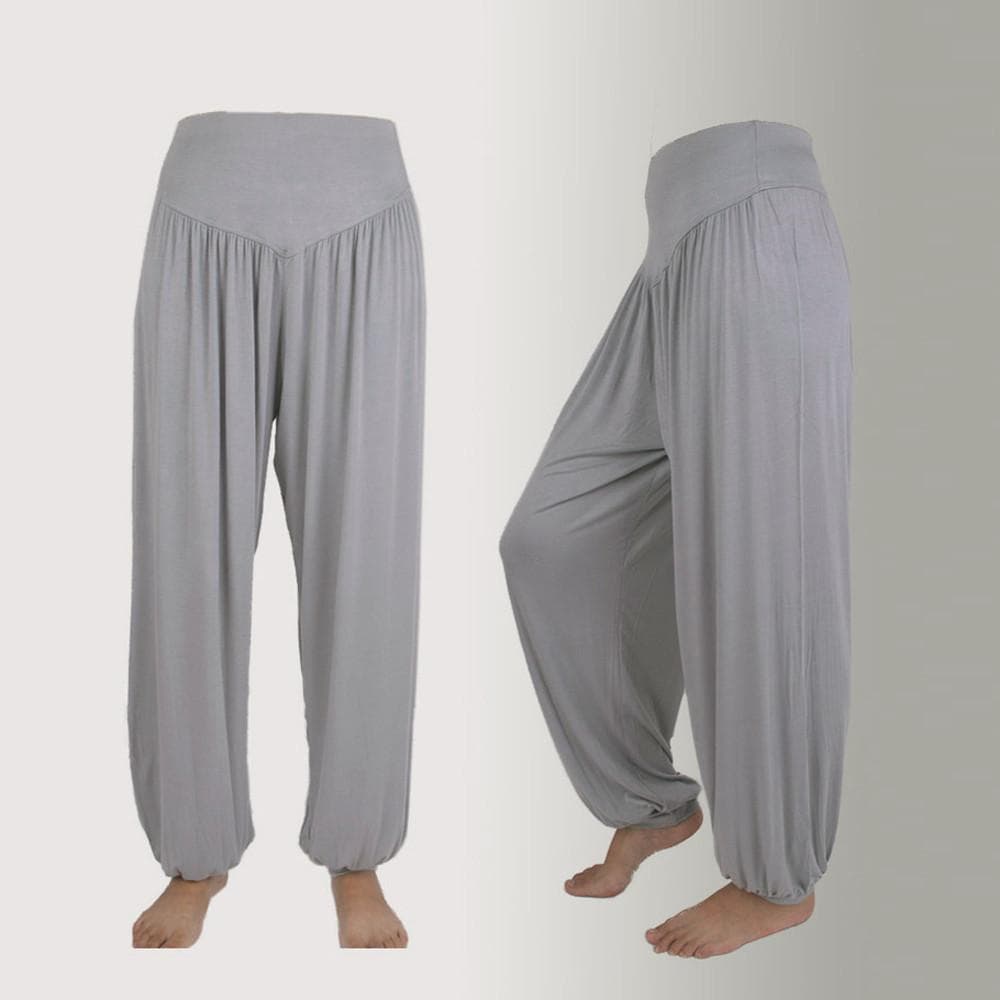 Womens Elastic Loose Casual Cotton Soft Yoga Sports Dance Harem Pants S gray