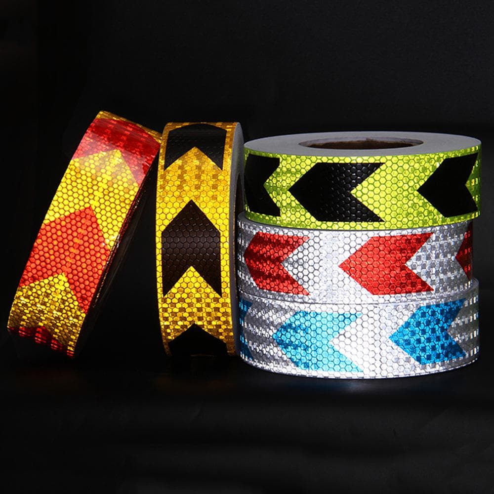 Arrow Safety Warning Conspicuity Reflective Tape Strip Sticker for Automobiles Motorcycle red/yellow