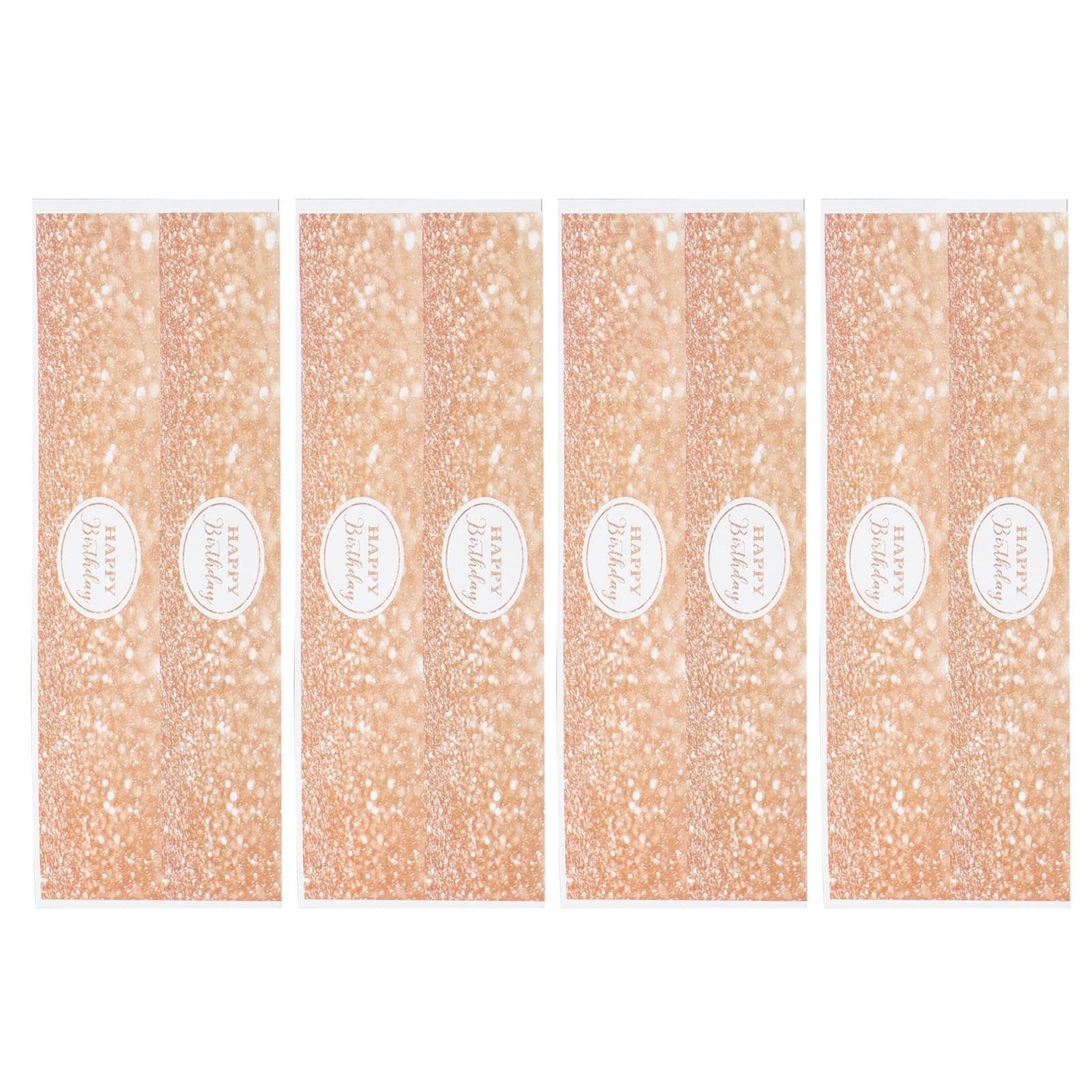 25pcs Water Bottle Stickers Rose Gold Shiny Happy Birthday Theme Waterproof Paper Personalized